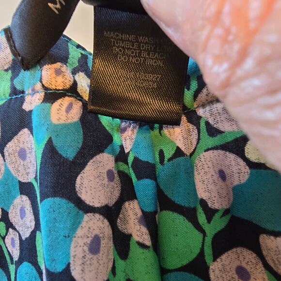 Marc Jacobs Blouse Women's 8 Green Mixed Floral Empire Waist Y2K Boho READ - Picture 7 of 10